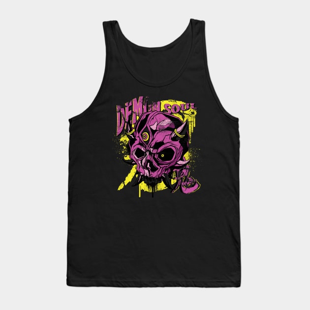 Japanese Demon Art Face Skull Devil Oni Harajuku Horror Tank Top by Kali Space